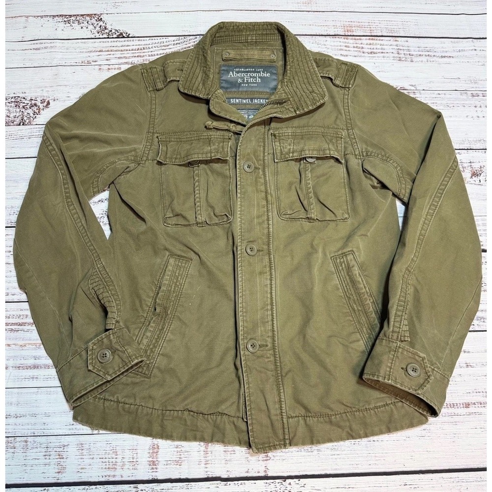 Abercrombie & Fitch Sentinel Jacket Large Military Field Coat Green Cotton